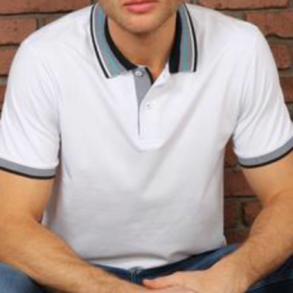 EIGHT X WHITE WITH GREY COLLAR POLO